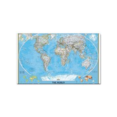 Blue White And Green World Map National Geographic Sticker (rectangular) by Pakjumat