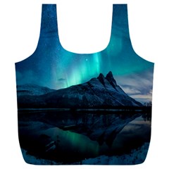 Aurora Borealis Mountain Reflection Full Print Recycle Bag (xxl)