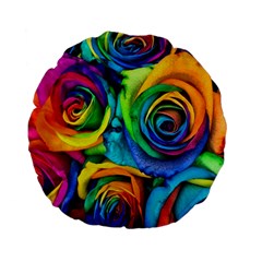 Colorful Roses Bouquet Rainbow Standard 15  Premium Flano Round Cushions