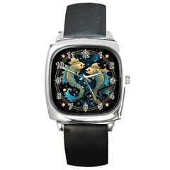 Fish Star Sign Square Metal Watch by Pakjumat