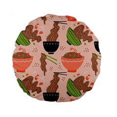 Japanese Street Food Soba Noodle In Bowl Standard 15  Premium Round Cushions by Pakjumat