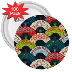 Japanese Fans Bright Pattern 3  Buttons (100 Pack) 