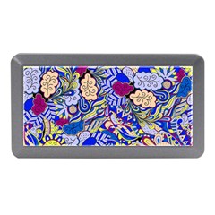 Blue Yellow Background Pattern Vector Texture Paisley Memory Card Reader (mini) by Pakjumat