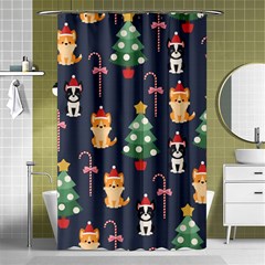 Boston Terrier Welsh Corgi Puppies Seamless Pattern Wallpaper Shower Curtain 48  X 72  (small)  by Pakjumat