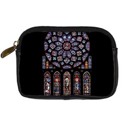 Chartres Cathedral Notre Dame De Paris Stained Glass Digital Camera Leather Case by Maspions
