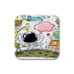 Sketch Cute Child Funny Rubber Square Coaster (4 Pack)