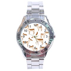 Seamless Deer Pattern Design Stainless Steel Analogue Watch by Hannah976