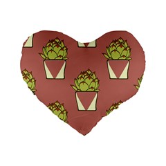 Cactus Pattern Background Texture Standard 16  Premium Flano Heart Shape Cushions