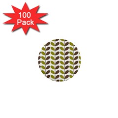 Leaf Plant Pattern Seamless 1  Mini Buttons (100 Pack) 