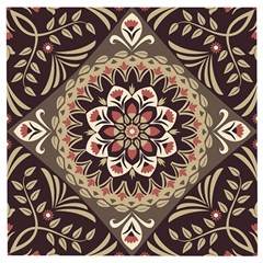 Seamless Pattern Floral Flower Wooden Puzzle Square