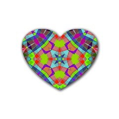 Farbenpracht Kaleidoscope Pattern Rubber Coaster (heart)