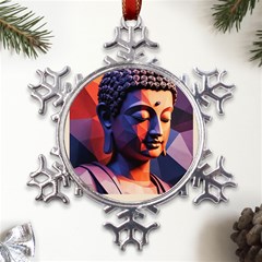 Let That Shit Go Buddha Low Poly (6) Metal Large Snowflake Ornament by 1xmerch