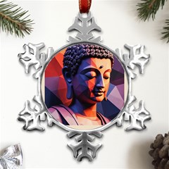 Let That Shit Go Buddha Low Poly (6) Metal Small Snowflake Ornament by 1xmerch