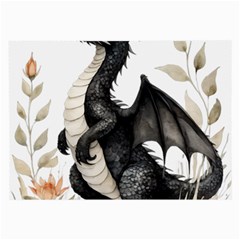 Cute Black Baby Dragon Flowers Painting (2) Large Glasses Cloth by 1xmerch