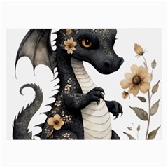 Cute Black Baby Dragon Flowers Painting (7) Large Glasses Cloth by 1xmerch