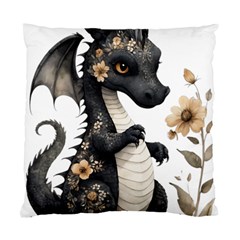 Cute Black Baby Dragon Flowers Painting (7) Standard Cushion Case (one Side)