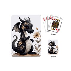 Cute Black Baby Dragon Flowers Painting (7) Playing Cards Single Design (mini)