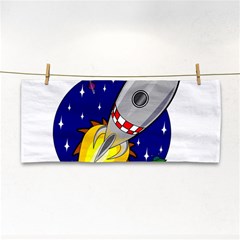 Rocket Ship Launch Vehicle Moon Hand Towel by Sarkoni