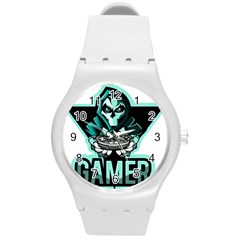 Gamer Illustration Gamer Video Game Logo Round Plastic Sport Watch (m) by Sarkoni