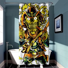 Cowboy Skeleton With Gun Illustration Shower Curtain 36  X 72  (stall)  by Sarkoni