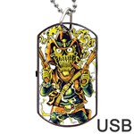 Cowboy Skeleton With Gun Illustration Dog Tag USB Flash (Two Sides) Back