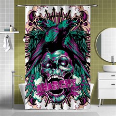 Anarchy Skull And Birds Shower Curtain 48  X 72  (small)  by Sarkoni