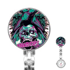 Anarchy Skull And Birds Stainless Steel Nurses Watch by Sarkoni