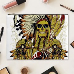 Motorcycle And Skull Cruiser Native American Cosmetic Bag (xl) by Sarkoni