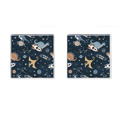 Space Theme Art Pattern Design Wallpaper Cufflinks (square) by Proyonanggan