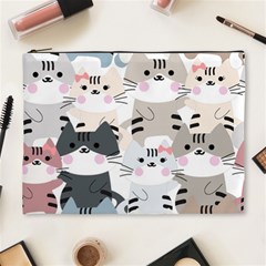 Cute Cat Couple Seamless Pattern Cartoon Cosmetic Bag (xl)