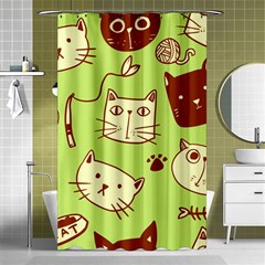 Cute Hand Drawn Cat Seamless Pattern Shower Curtain 48  X 72  (small)  by Bedest