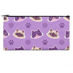 Cute Colorful Cat Kitten With Paw Yarn Ball Seamless Pattern Pencil Case by Bedest