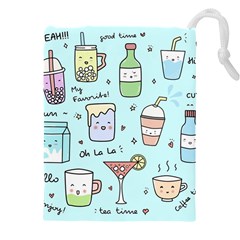 Drinks Cocktails Doodle Coffee Drawstring Pouch (4xl) by Apen