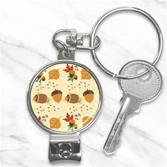 Leaves Foliage Acorns Barrel Nail Clippers Key Chain