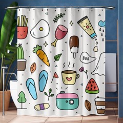 Doodle Fun Food Drawing Cute Shower Curtain 60  X 72  (medium)  by Apen