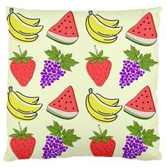 Fruits Pattern Background Food Large Premium Plush Fleece Cushion Case (two Sides) by Apen