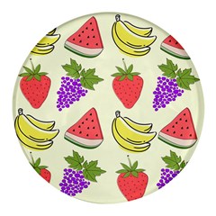 Fruits Pattern Background Food Round Glass Fridge Magnet (4 Pack) by Apen