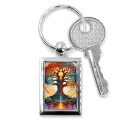 Tree Cosmic Spiritual Meditation Key Chain (rectangle) by Apen