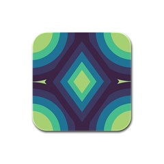 Pattern Blue Green Retro Design Rubber Square Coaster (4 Pack)