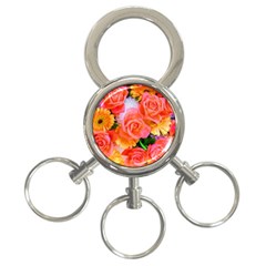 Bouquet Floral Blossom Anniversary 3-ring Key Chain