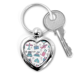 Transportation Seamless Pattern Key Chain (heart) by Grandong