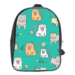 Seamless Pattern Cute Cat Cartoon With Hand Drawn Style School Bag (xl) by Grandong