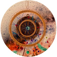 Dreamcatcher, Abstract, Colorful, Colors, Dream, Golden, Vintage Uv Print Round Tile Coaster by nateshop