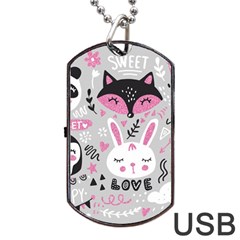 Big Set With Cute Cartoon Animals Bear Panda Bunny Penguin Cat Fox Dog Tag Usb Flash (two Sides) by Bedest