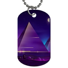 Egyptian Pyramids Night Landscape Cartoon Dog Tag (one Side) by Bedest