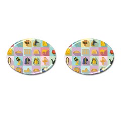 Egypt Icons Set Flat Style Cufflinks (oval) by Bedest