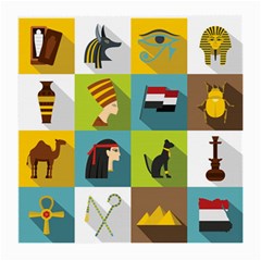 Egypt Travel Items Icons Set Flat Style Medium Glasses Cloth by Bedest