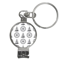 Marine Nautical Seamless Pattern With Vintage Lighthouse Wheel Nail Clippers Key Chain by Bedest