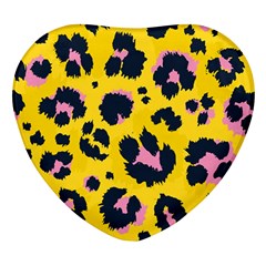 Leopard Print Seamless Pattern Heart Glass Fridge Magnet (4 Pack)