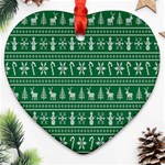 Wallpaper Ugly Sweater Backgrounds Christmas Heart Ornament (Two Sides) Front